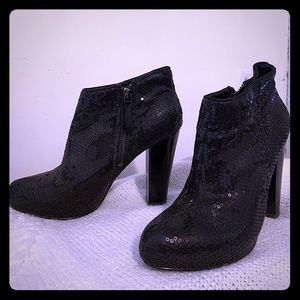Black sparkly heeled ankle boots